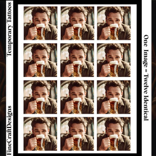 Upload Your Photo, Logo, Art - 12 Custom Identical Temporary Tattoos