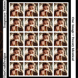 Upload Your Photo, Logo, Art - 20 Custom Identical Temporary Tattoos