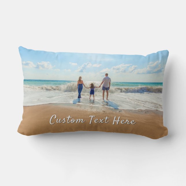 Upload Your Photo LThrow Pillow Gift Custom Text (Back)