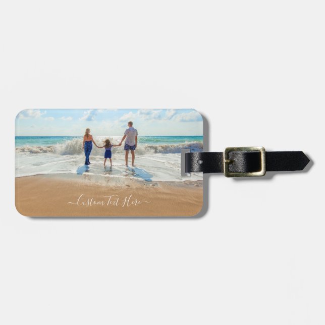 Upload Your Photo Luggage Tag Personalized Text (Front Horizontal)