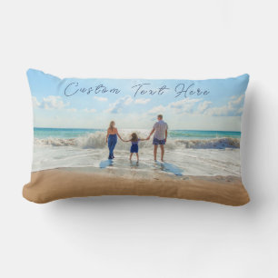Upload Your Photo Lumbar Pillow Gift Add Text Name