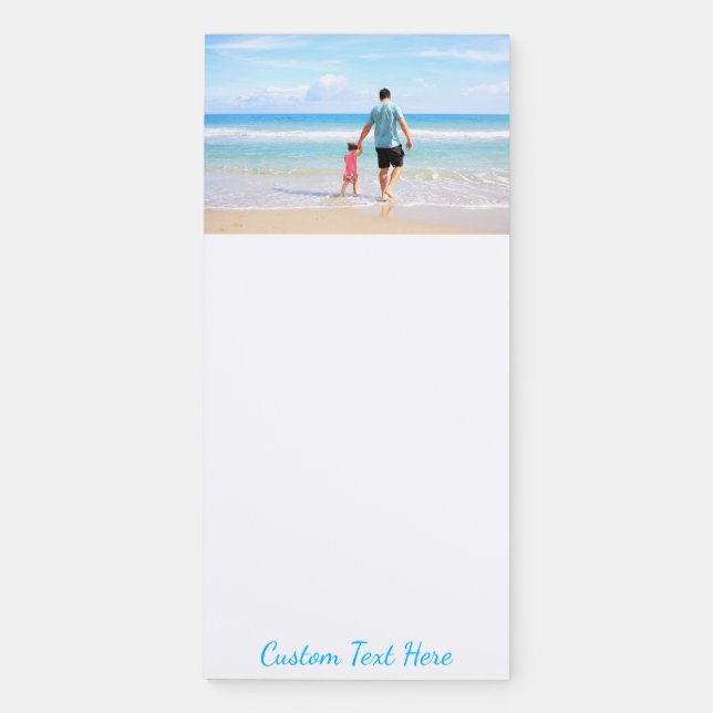 Upload Your Photo Magnetic Notepad Add Custom Text (Front)
