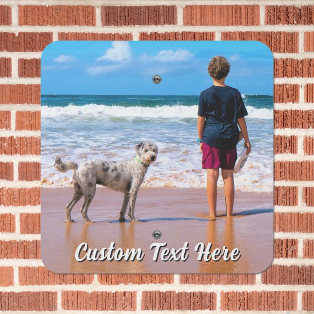 Upload Your Photo Metal Signs Personalized Text (In Situ(Brick))