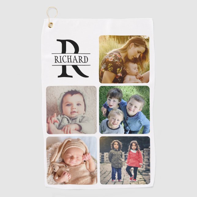 Upload your photo name monogrammed golf towel (Front)