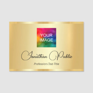 Upload Your Photo or Business Logo Faux Gold Name Tag