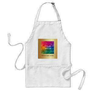 Upload Your Photo or Logo Add Text Name Gold Adult Apron