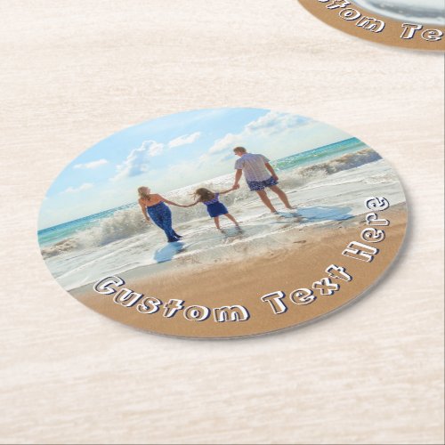 Upload Your Photo Paper Coasters Personalized Text