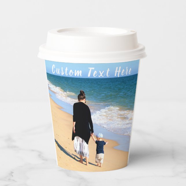Upload Your Photo Paper Cups Personalized Text (Front)