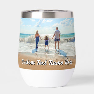 Upload Your Photo Personalized Custom Text Gift Thermal Wine Tumbler