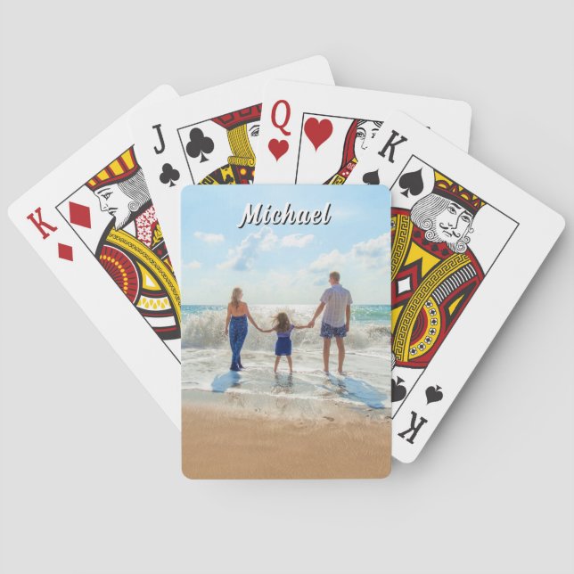 Upload Your Photo Playing Cards Personalized Name (Back)
