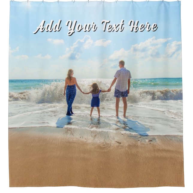 Upload Your Photo Shower Curtain Personalized Text (Front)