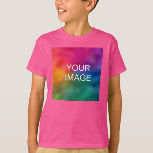 Upload Your Photo Template Boys Kids Wow Pink T_Shirt
