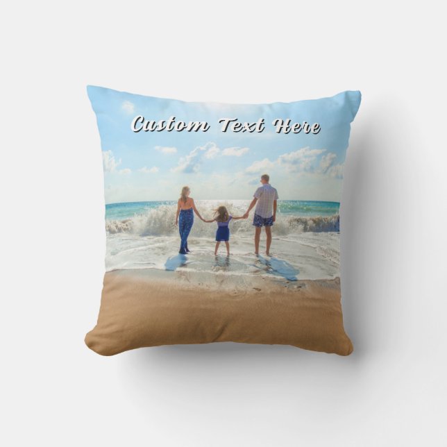 Upload Your Photo Throw Pillow Gift Add Text Name (Front)