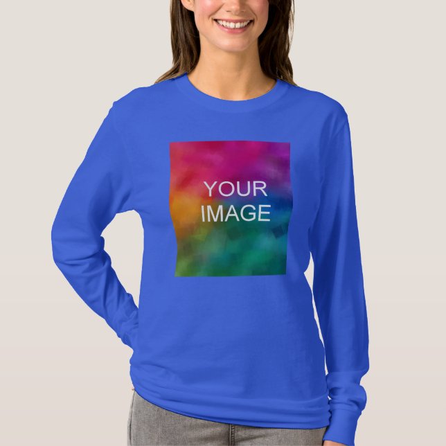 Upload Your Photo to Womens Deep Royal Blue Modern T-Shirt (Front)