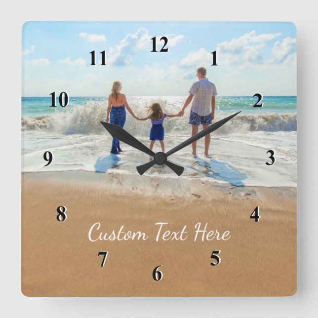 Upload Your Photo Wall Clock Gift Custom Text Name (Front)