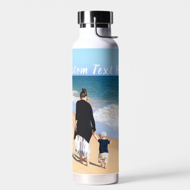 Upload Your Photo Water Bottle Personalized Text (Left)