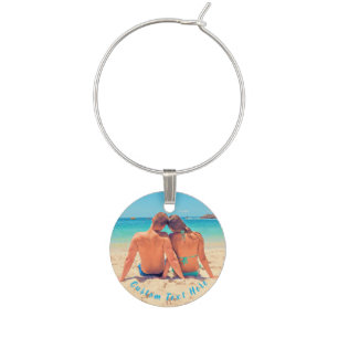 Upload Your Photo Wine Charms Personalized Text