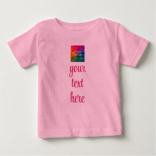 Upload Your Picture Add Text Trendy Template Pink Baby T-Shirt