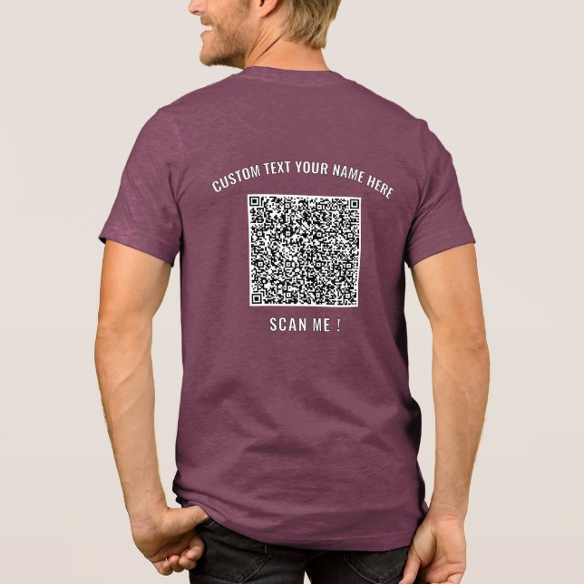 Upload Your QR Code Add Custom Text Personalized Tri-Blend Shirt (Back)