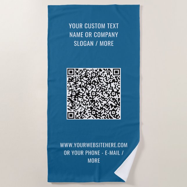 Upload Your QR Code Add Text Beach Towel Example (Front)