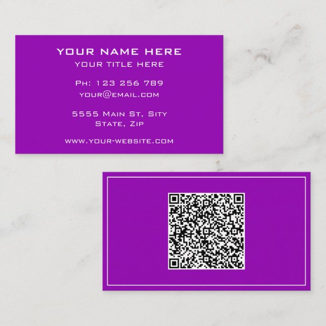 Upload Your QR Code Add Text Business Card Example (Front/Back)
