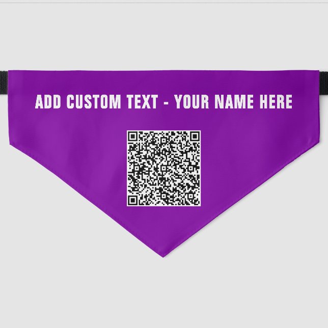 Upload Your QR Code Custom Text Pet Bandana Collar (Front)