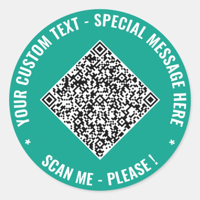 Upload Your QR Code Custom Text Stickers Example (Front)