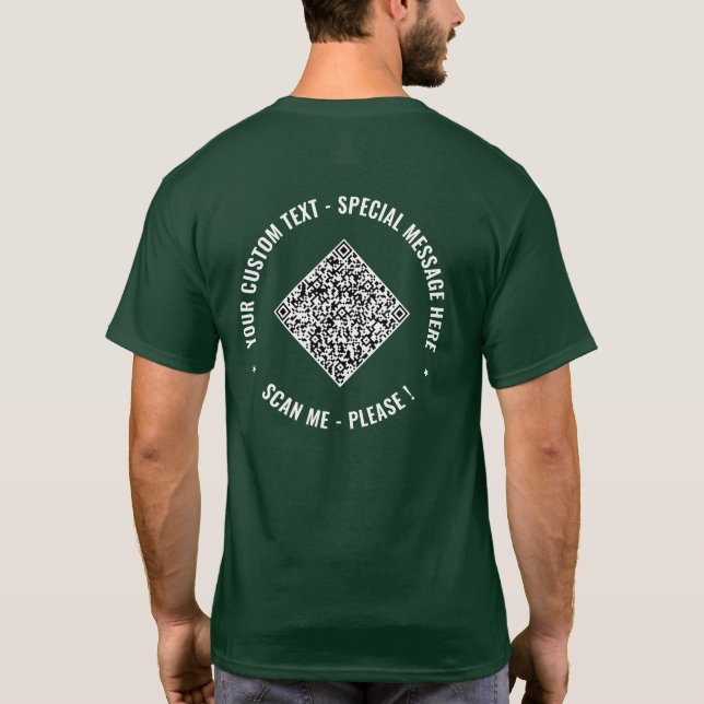 Upload Your QR Code Custom Text T-Shirt Example (Back)