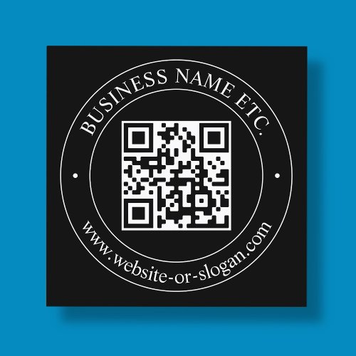Upload Your QR code  Customizable Text  Black Square Business Card
