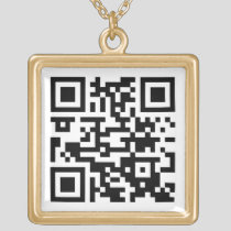 Upload Your QR Code Cute Unique Black and White Gold Plated Necklace