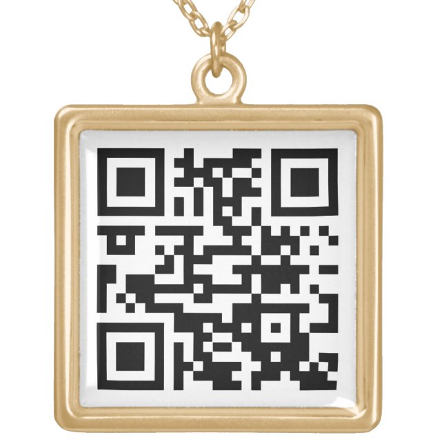 Upload Your QR Code Cute Unique Black and White Gold Plated Necklace (Front)