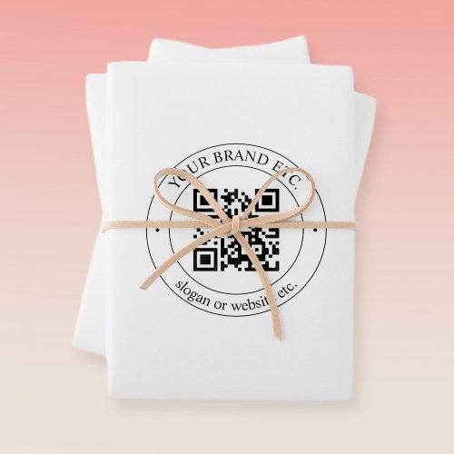 Upload Your QR Code  Editable Text Black White Wrapping Paper Sheets