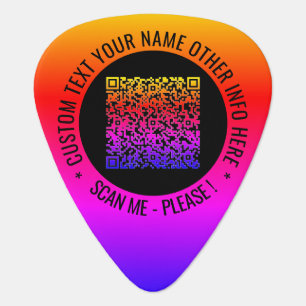 Upload Your QR Code Guitar Pick Add Custom Text