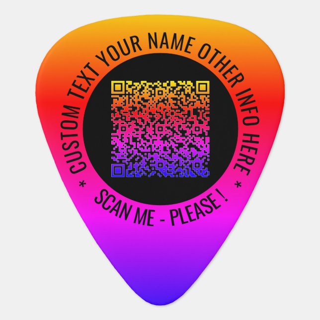 Upload Your QR Code Guitar Pick Add Custom Text (Front)