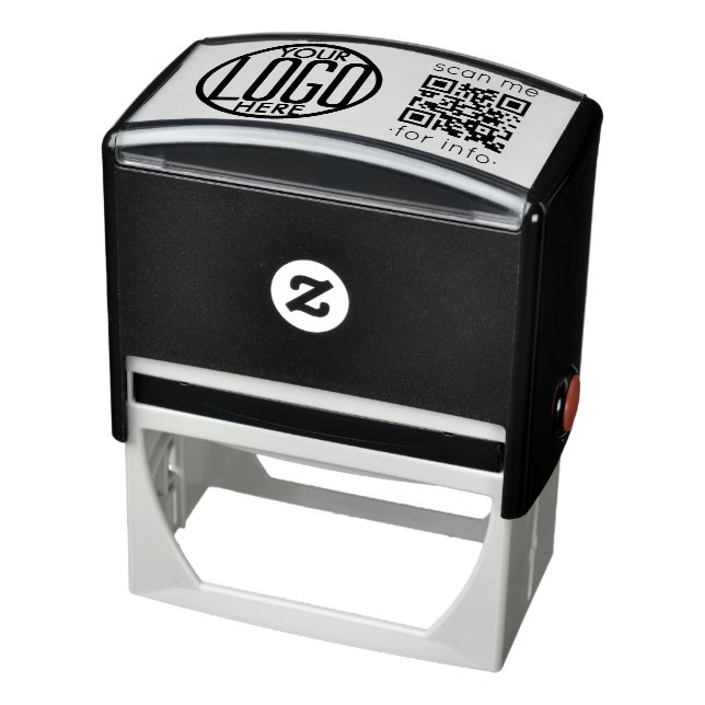 Upload Your QR Code & Logo Simple Scan Me Business Self-inking Stamp (Product)
