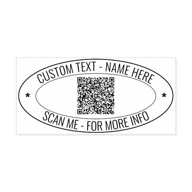 Upload Your QR Code Oval Stamp Example Custom Text (Design)