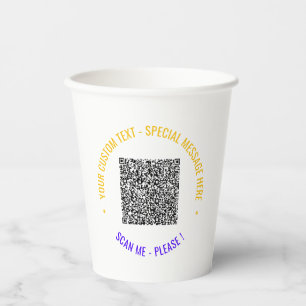 Upload Your QR Code Paper Cups Add Text Info