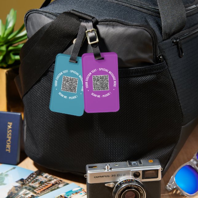 Upload Your QR Code Personalized Text Luggage Tag (Front & Back)