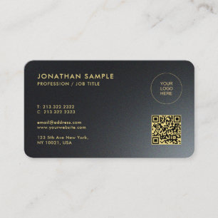 Upload Your Qwn Logo Custom QR Code Black & Gold Business Card