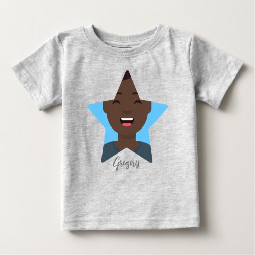 Upload your Superstar Star Shape Photo Baby T_Shirt