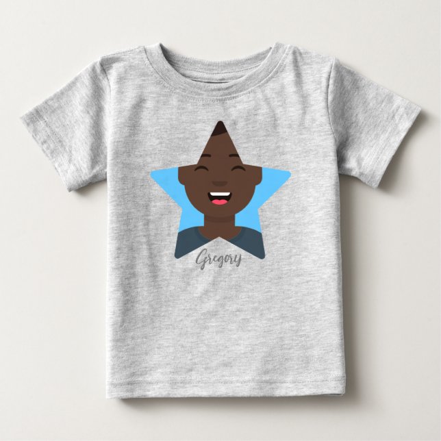 Upload your Superstar, Star Shape Photo Baby T-Shirt (Front)
