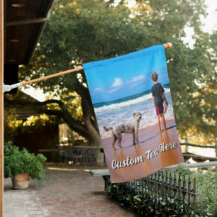 Upload Your Your Photo House Flag Add Custom Text