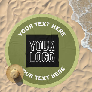 Uploaded Logo or Design & Editable Text Any Color Beach Towel