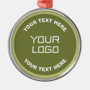 Uploaded Logo or Design & Editable Text Any Color Metal Ornament