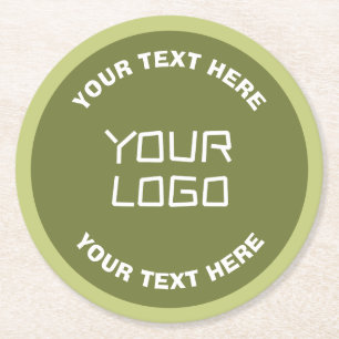 Uploaded Logo or Design & Editable Text Any Color Round Paper Coaster