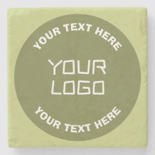 Uploaded Logo or Design & Editable Text Any Color Stone Coaster