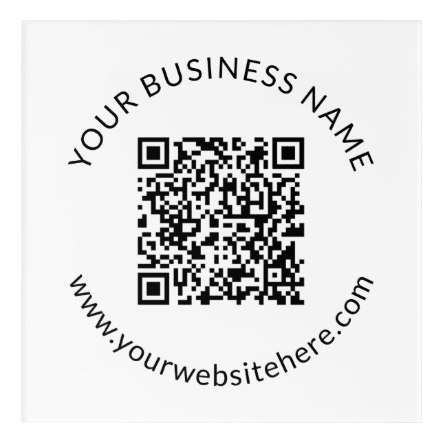 Uploaded QR code Template with Editable Text Acrylic Print (Front)
