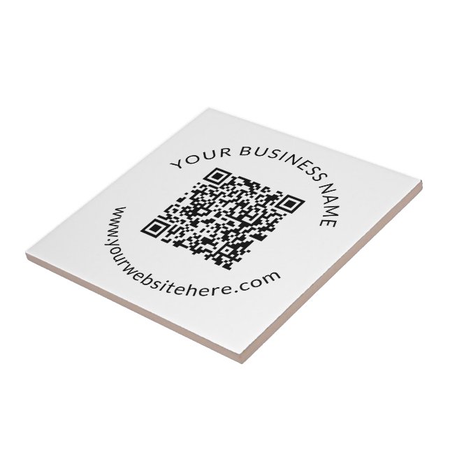 Uploaded QR code Template with Editable Text Ceramic Tile (Side)