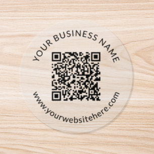 Uploaded QR code Template with Editable Text Clear Classic Round Sticker