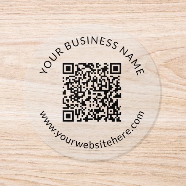 Uploaded QR code Template with Editable Text Clear Classic Round Sticker (Single)